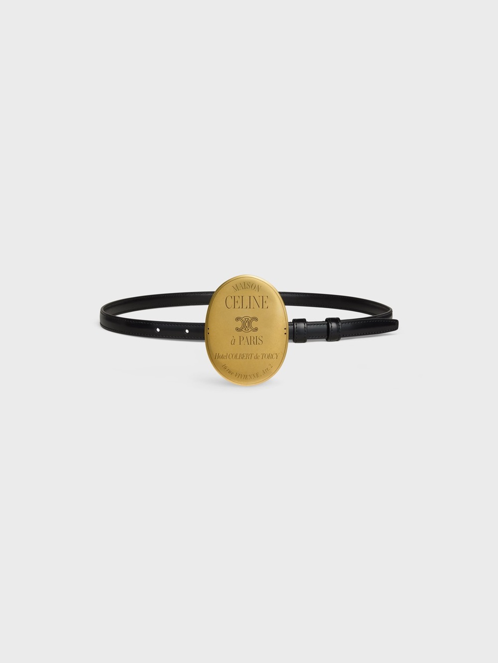 Celine Maison Teen Belt 13MM Taurillon Leather Black Size 85